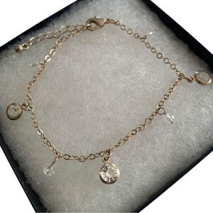 Delicate Gold Crystal Charm Anklet - Women Jewelry